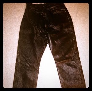 Black Leather Wrangler Jeans